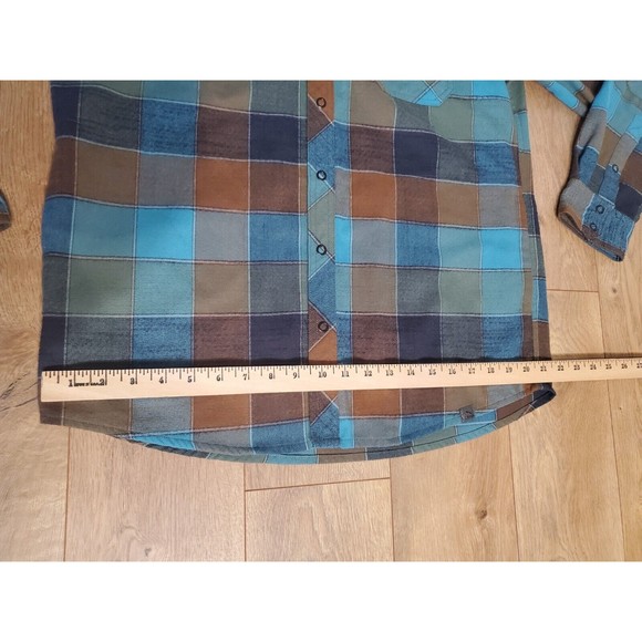 LL Bean Plaid Blue Overland Performance Flannel Snap Front Shirt Mens Sz Medium - Picture 7 of 8